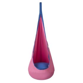VEVOR Kids Pod Swing Seat, Hanging Hammock Chair with LED Lights Strings, Inflatable Cushion (Color: pink)